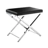 Hivvago 21" Black And Silver Faux Leather Vanity Chair In Black