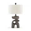 Hivvago Nacy 27 Inch Table Lamp, White Oval Fabric Shade, Black Artisan Style Base