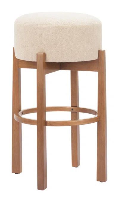 Hivvago Nade Barstool (set Of 2) Beige & Walnut In Brown