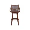 Hivvago Nailhead Trim Faux Leather Upholstered Barstool With Wooden Arms, Dark Brown In Brown