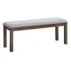 Hivvago Nailhead Trim Wooden Dining Bench With Fabric Upholstery, Brown And Gray In Brown