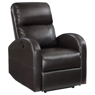 Hivvago Nami Power Recliner Chair, Plush Cushioned Espresso Brown Faux Leather In Black
