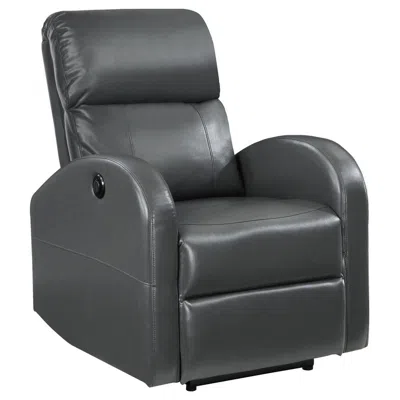 Hivvago Nami Power Recliner Chair, Rich Gray Faux Leather, Plush Pillow Back