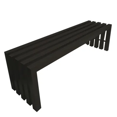 Hivvago Namo 58 Inch Accent Bench, Modern Slatted Design, Rectangular, Black Steel