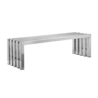 Hivvago Namo 58 Inch Accent Bench, Sleek Modern Design, Rectangular, Chrome Metal