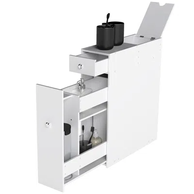 Hivvago Narrow Bathroom Storage Cabinet Freestanding With Toilet Paper Holder