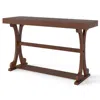Hivvago Narrow Console Table Vintage 52 Inch Long With Open Storage Shelf In Brown