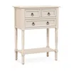 Hivvago Narrow Console Table With 3 Storage Drawers And Open Bottom Shelf In Neutral