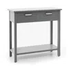 Hivvago Narrow Console Table With Drawers And Open Storage Shelf-gray