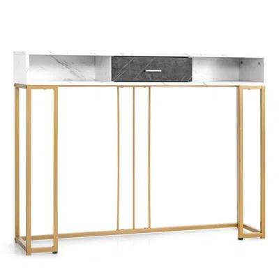 Hivvago Narrow Long Sofa Table For Living Room-white In Gold