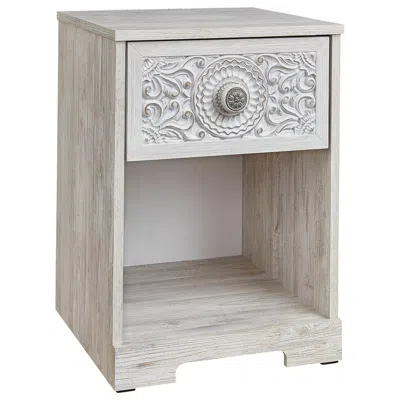 Hivvago Nate 22 Inch Classic Nightstand, 1 Compartment, 1 Drawer, Antique White