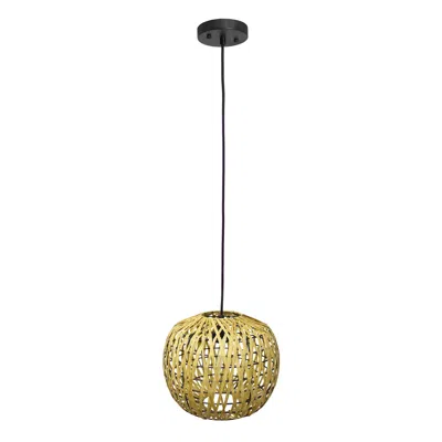Hivvago Natural And Black Sphere Hemp Ceiling Light With Natural Shades In Yellow