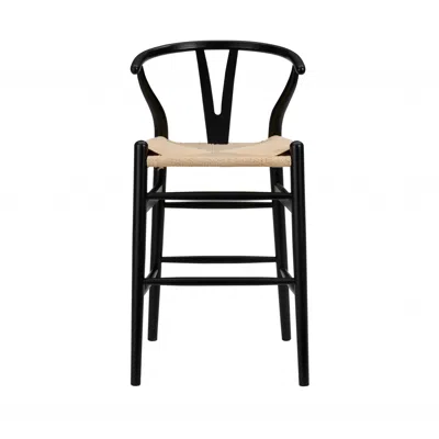 Hivvago Natural And Black Solid Wood Counter Height Bar Chair