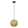 Hivvago Natural And Black Sphere Hemp Ceiling Light With Natural Shades In Yellow