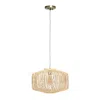 Hivvago Natural And Silver Unique Statement Rattan Ceiling Light With Natural Shades In Gold