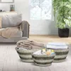 Hivvago Natural Canes Grass Baskets Stackable Storage Bins Set Of 3 With Hollowed Handles
