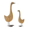 Hivvago Natural Fir Wood Goose Figurine With Rustic Metal Accents (set Of 2) In Brown