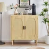 Hivvago Natural Kitchen Storage Cabinets With Rattan Decorative Doors