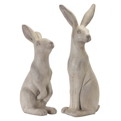 Hivvago Natural Stone Sitting Rabbit Statue (set Of 2) In Neutral