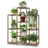 Hivvago Natural Wood Bookcase Plant Stand Shelving Rack - Holds Up To 9 Planters In Brown