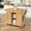 Hivvago Natural Wood Finish Kitchen Island Cart With Locking Casters In Brown