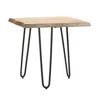 Hivvago Natural Wood Slab Stool Table With Iron Legs 17.75"h In Brown