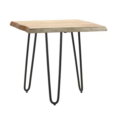 Hivvago Natural Wood Slab Stool Table With Iron Legs 17.75"h In Brown