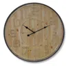 Hivvago Natural Wooden Wall Clock With Metal Frame 31.5"d In Brown
