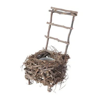 Hivvago Nature Inspired Wooden Nest Planter With Clay Pot, Gray And Brown