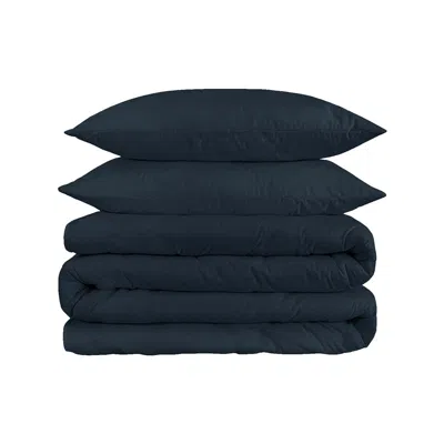Hivvago Navy Blue King Cotton Blend 1200 Thread Count Washable Duvet Cover Set