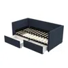 Hivvago Navy Blue Linen Upholstered Daybed With Pull-out Storage Drawers
