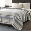 Hivvago Navy Blue Tan Cream Chevron Stripe Lightweight Cotton Blanket In Multi
