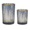 Hivvago Navy Pine Tree Glass Candle Holder (set Of 2) In Multi