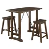 Hivvago Neil 3 Piece Counter Height Set, 1 Table, 2 Stools, Cherry Brown Solid Wood