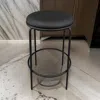 Hivvago Neni 30 Inch Barstool Set Of 2, Round Cushioned Seat, Black Faux Leather