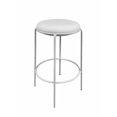 Hivvago Neni 30 Inch Barstool Set Of 2, Round Cushioned Seat, White Faux Leather In Silver