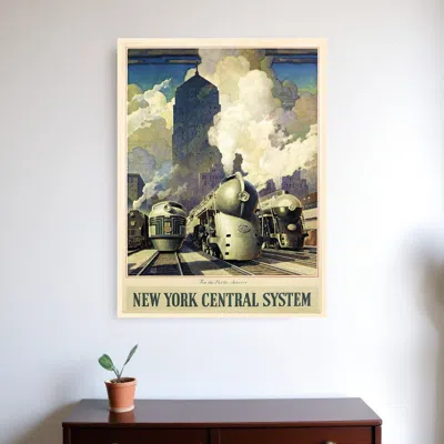 Hivvago New York Railroad Vintage Travel Unframed Print Wall Art In Neutral