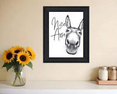 Hivvago Nice Donkey Black Framed Print Bathroom Wall Art In White