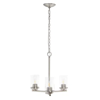 Hivvago Nickel And Clear Chandelier Three Light Iron Ceiling Light With Clear Shades In Silver