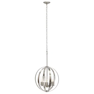 Hivvago Nickel And Clear Sphere Three Light Iron Ceiling Light With Nickel And Clear Shades In Multi