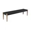 Hivvago Nif 71 Inch Rectangular Dining Bench, Rope Woven Top, Tapered Legs, Black