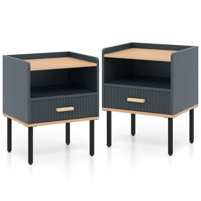Hivvago Nightstand Bedside End Table With Drawer And Shelf For Living Room Bedroom