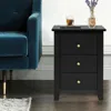Hivvago Nightstand End Beside Table Drawers Modern Storage Bedroom Furniture-black
