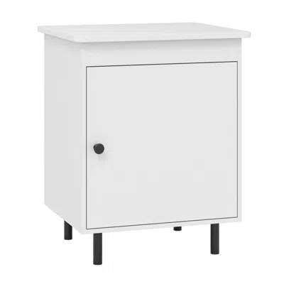 Hivvago Nightstand Mid Century End Tables With Door - 1 Pieces In White