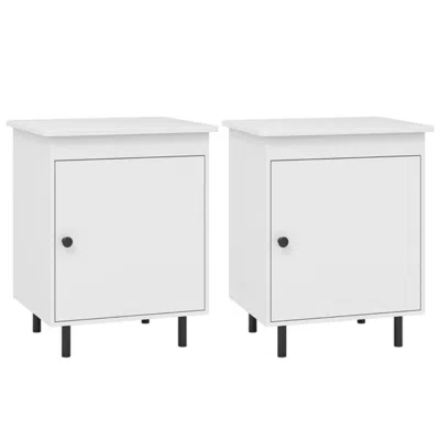 Hivvago Nightstand Mid Century End Tables With Door - Set Of 2 In White