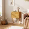 Hivvago Nightstand Mid-century Modern Bedside Table With 2 Drawers-natural
