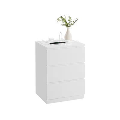 Hivvago Nightstand With Charging Station In White