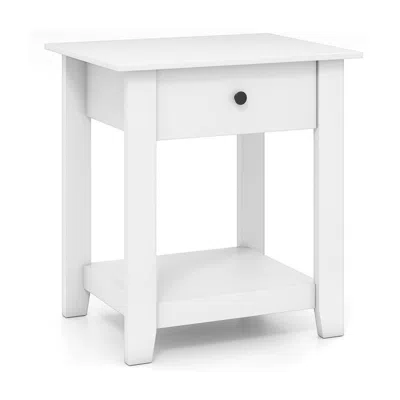 Hivvago Nightstand With Drawer 3-tier Modern Bedside Table With Open Shelf And Storage In White