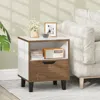 Hivvago Nightstand With Drawer And Open Storage Shelf For Bedroom-white In Brown