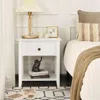 Hivvago Nightstand With Drawer And Storage Shelf For Bedroom Living Room-wine